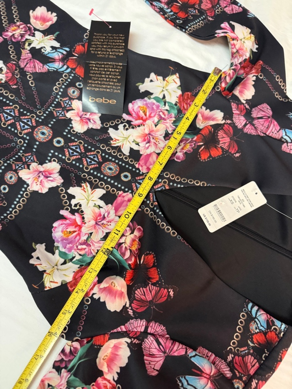 bebe Black Long-Sleeve Floral & Butterfly Bodycon Dress - Picture 5 of 7